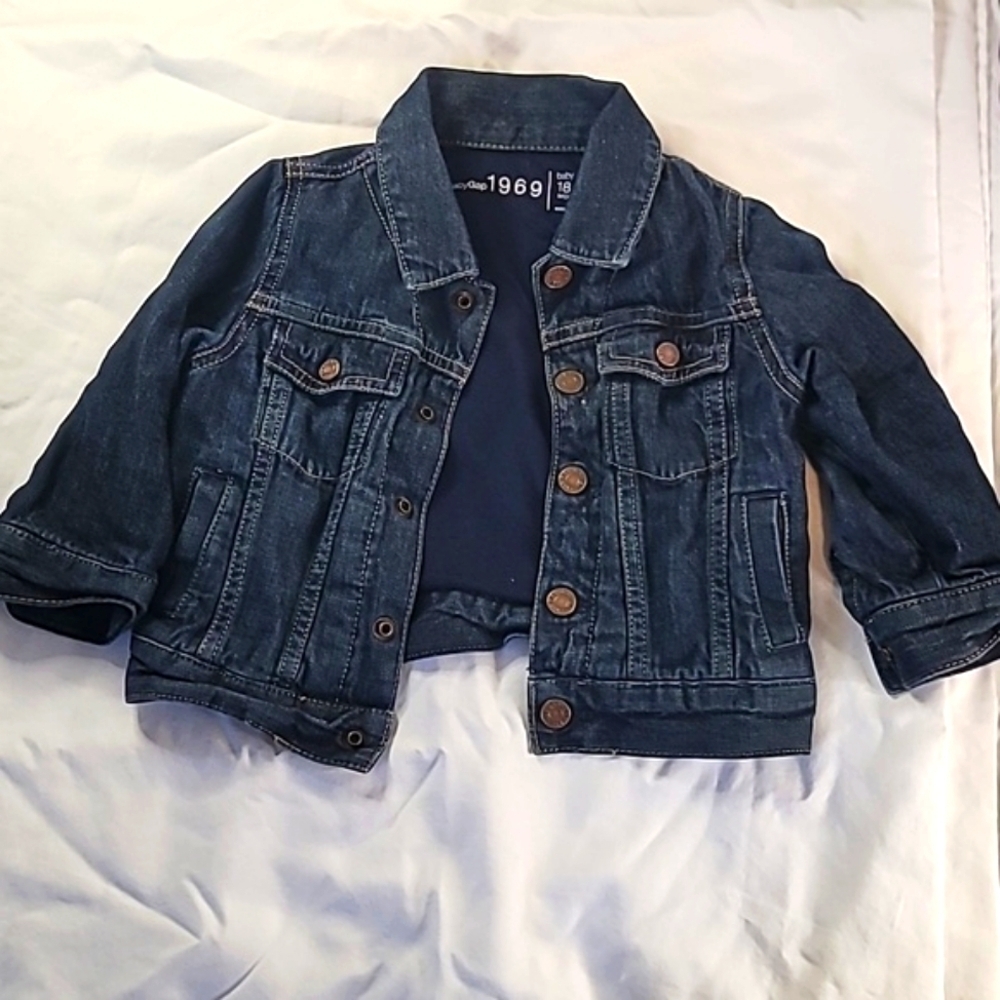 Baby Gap dark wash unisex denim jacket 18-24 M